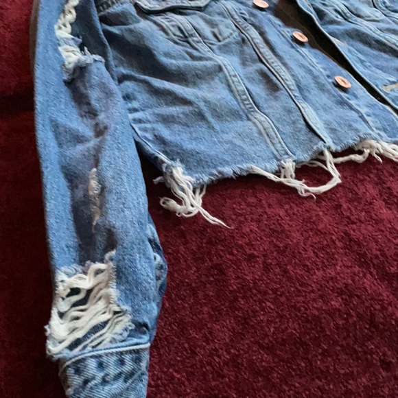 distressed jean jacket - Picture 2 of 5